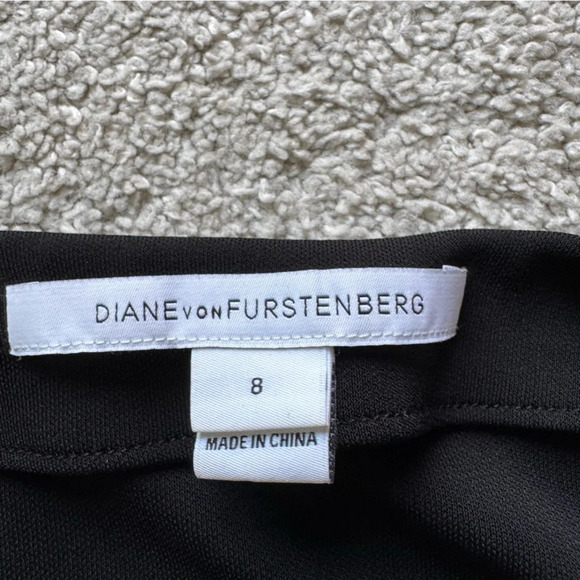 Diane von Furstenberg Amelia Wrap Dress black white a line belted long sleeve 8 - Picture 3 of 8